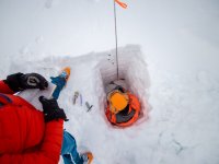 Snow pit next to the Longyaerbyen glacier - photo by @Vojta Moravec