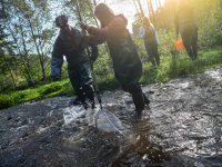 Hydrobiologist Michal Bílý's team in the field