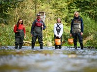 Hydrobiologist Michal Bílý's team in the field